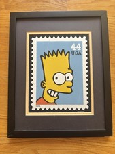 Vintage Simpsons 2009 Stamp Framed Art Bart In The Picture Of 2009 Groening picture
