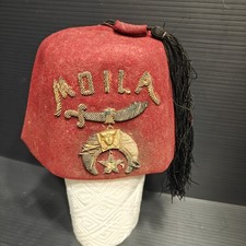 Vintage Moola Shriners Fez Hat Gelhaar Kansas City Masonic Red Wool Tassel picture