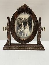 VINTAGE CARVED WOOD SWIVEL SWING OVAL PICTURE FRAME picture