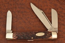 VINTAGE FA BOWER SOLINGEN GERMANY RED BONE JUMBO LONG PULL STOCKMAN KNIFE (36320 picture