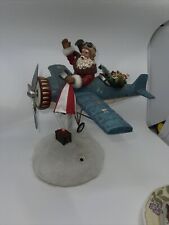 VTG Rare Singing Flying Santa In Plane By Kurt Alder Lights Flying Motion Tested picture