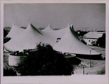 LG882 1976 Original Photo GIANT CIRCUS TENT Five Points Massive Towers Aerial picture