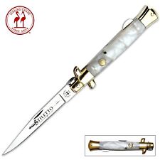 Kissing Crane Real Mother of Pearl Stiletto Premium Manual Folding Pocket Knife picture