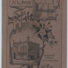c1890s Milwaukee, Wis Man Cabinet Card Photo Building Engraved Back NL Stein B23 picture