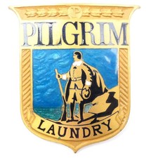c. 1930s-40s Pilgrim Laundry Employee Hat Badge - BROOKLYN NY - extremely rare picture