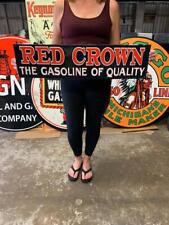 Antique Vintage Old Style Sign Red Crown Gasoline Oil Made USA picture