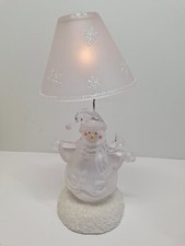 Vintage Sparkling Acrylic Lamp Snowman 11.5” Working picture