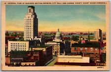 Vintage Birds Eye View of Business Section Camden NJ New Jersey Postcard picture