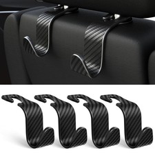 4-Pack Car Headrest Hooks Vehicle Storage Organizer Black Checkered picture