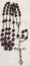 Vintage Purple Cat's Eye Rosary Virgin Mary Center  picture