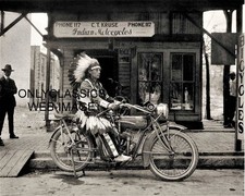 1926 Indian Chief on Motorcycle Vintage Kruse Cycle Dealer 8x10 Photo Bicycle picture