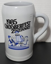Oktoberfest 1985 Zinzinnati Beer Stein Cincinnati Octoberfest 7½” Tall Excellent picture