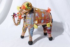 Vtg Handcrafted Stuffed Embroidered Fabric Elephant, India picture