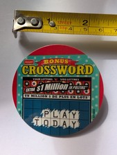 Vintage Pin Pinback Button Bonus Crossword Lottery Scratch Ticket Promo OLG picture