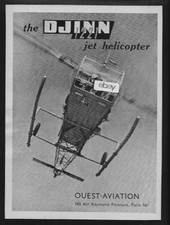 OUEST-AVIATION PARIS,FRANCE THE DIJINN 1221 JET HELICOPTER 1956 AD picture