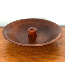 Vintage Vermillion Real Walnut Nut Bowl MCM Mid Century Modern 12