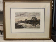 Alexander Ansted 1894 19th century Etching The Shadows of departing day creep on picture