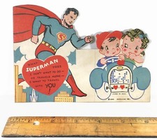 Vintage, Rare Die-Cut Classic Superman Valentine's Day Card (Circa  1940's) picture