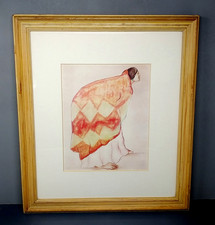 RC Gorman Signed Framed Print Navajo Woman Pendleton Blanket Southwestern Art picture