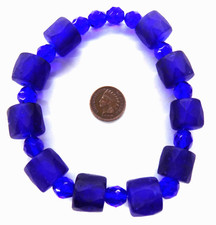 10 Pc XXL Alaskan Russian Blue African Trade Beads Facetted #888 READ More picture