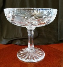 Floral Cut Lead Crystal Pedestal Bowl picture