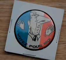 Satirical Charles DeGaulle French Election Political Campaign Pinback 1968 1 1/2 picture