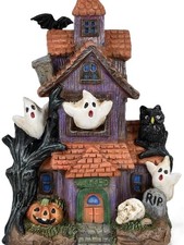 9 Inch Halloween Haunted House Figurine Resin Village Display picture