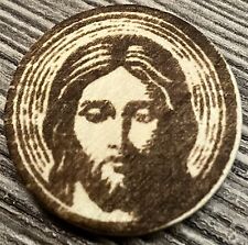 Wooden Coin Token Icon - Jesus The Ascension - Christian Protection Charm picture
