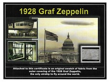 1928 Graf Zeppelin Authentic Flown Fabric swatch on a Beautiful Certificate picture