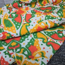 Vintage 60s 70s Butterfly Cotton Terry Cloth Fabric Toweling 1.75 Yards Cottage picture