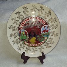 Sunken Gardens St. Petersburg FL Ceramic Souvenir Collector Plate Floral Gold picture
