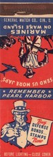 Vintage Matchcover  Marines On Wake Island Remember Pearl Harbor picture