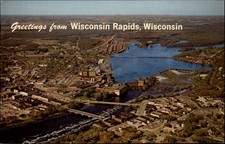 Wisconsin Rapids WI Wisconsin River Paper Mill Aerial vintage postcard s284 picture