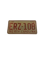 Vintage 1973 North Carolina License Plate ERZ-108 picture