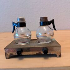 Vintage Glass Coffee Pots Salt and Pepper Shakers Set Stove Warmer Plate Kitchy picture