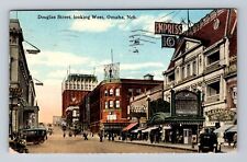 Omaha NE-Nebraska, Douglas Street Looking West, Antique, Vintage c1916 Postcard picture