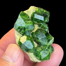 Natural Demantoid Garnet Crystal Cluster on Matrix, Andradite Mineral Specimen picture