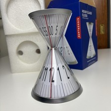 Vtg 2003 Kikkerland David Dear Hourglass Table Clock Silver Pop Art Space Age  picture