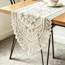 Tinsow 2 Pack Cotton Crochet Lace Rectangular Table Runner Dresser Scarf Doilies picture
