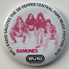 RARE Vintage '79 THE RAMONES promo pin WPLJ concert NY Central Park button badge picture