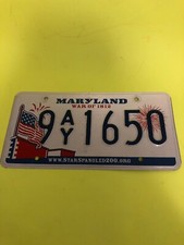 2010-2016 MARYLAND WAR OF1812 License Plate W/American Flag..Used..Ex.Condition picture