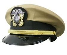NEW US NAVY OFFICER reproduction PEAKED CAP AND BADGE picture