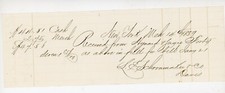 1859 L  E Schoonmaker & Co. Signed Handwritten Receipt New York NY Davis *** picture