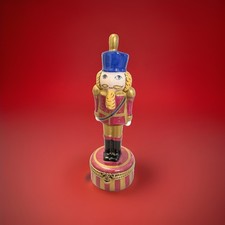  RARE  NWOB ROCHARD Limoges Holiday XMAS “Burgundy Nutcracker” Box Peint Main picture