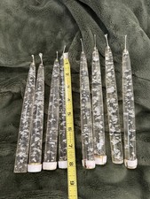 Set Of 8 MCM Lucite With Silver Flakes Candles 8”  1960’s Mid Century picture