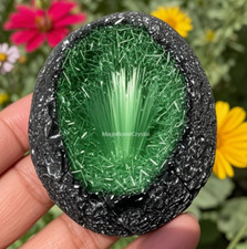 Rare Natural Meteorite Quartz Crystal Specimen Goethite Green Copper Ore Decor picture