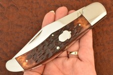 VINTAGE AG RUSSELL AMBER BONE BOLSTER LOCK JUMBO FOLDING HUNTER KNIFE NICE 36033 picture