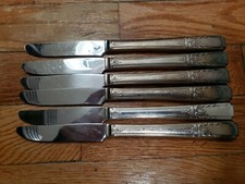 6 ANTIQUE VINTAGE COLLECTABLE * ONEIDA COMMUNITY *  SILVER PLATED KNIVES 8.5
