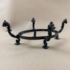 Antique Neoclassical Bronze Ram Head Centerpiece Stand Greek Key Tazza Base Oval picture