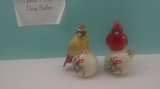 Lenox Winter Greetings Salt and Pepper shakers Male & Female Cardinal picture